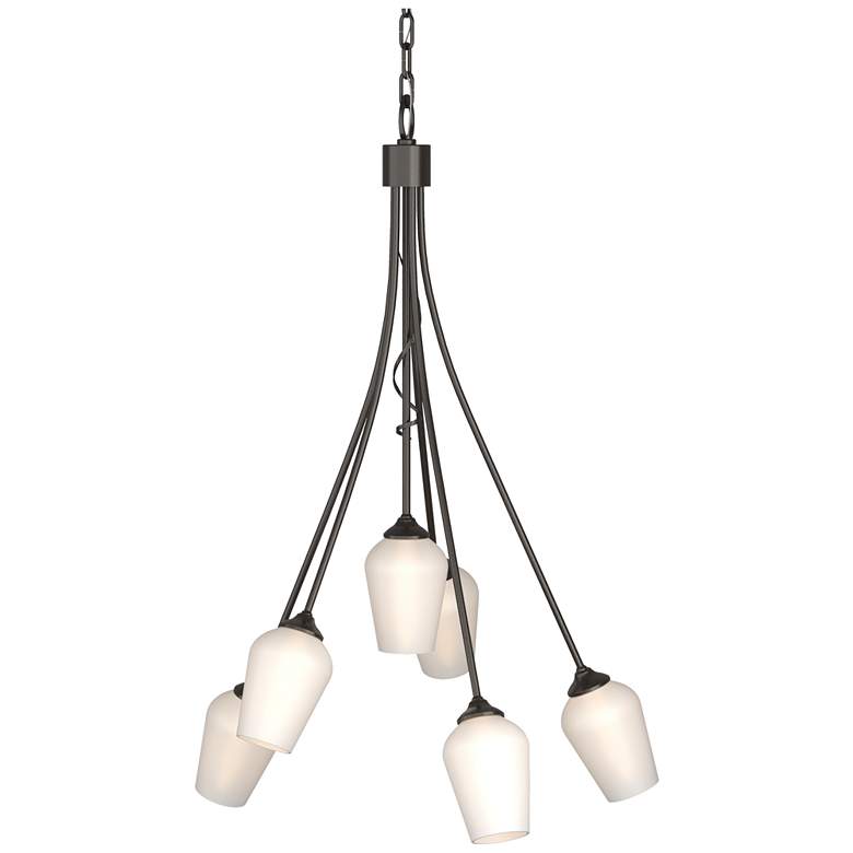 Image 1 Flora 23.1" Wide 6 Arm Oil Rubbed Bronze Chandelier With Opal Glass