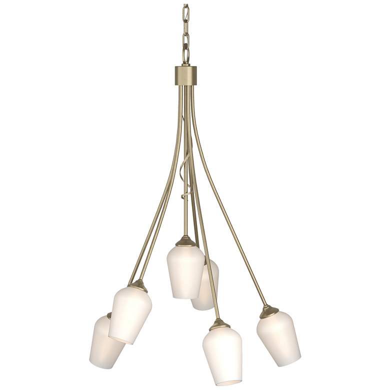 Image 1 Flora 23.1" Wide 6 Arm Soft Gold Chandelier With Opal Glass