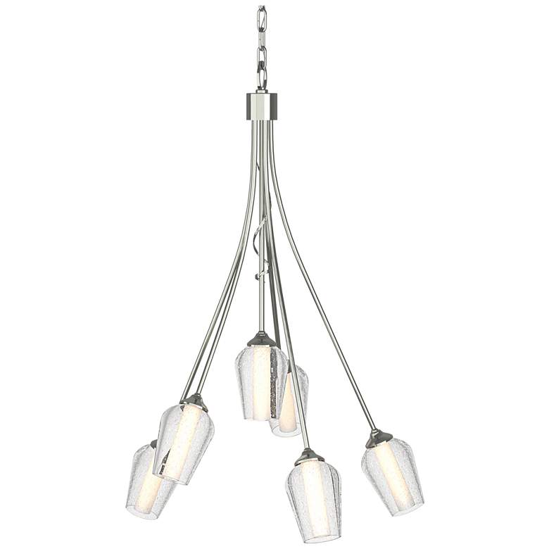 Image 1 Flora 23.1" Wide 6 Arm Sterling Chandelier With Opal and Seeded Glass