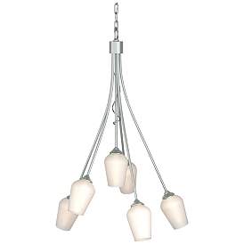 Image1 of Flora 23.1" Wide 6 Arm Vintage Platinum Chandelier With Opal Glass