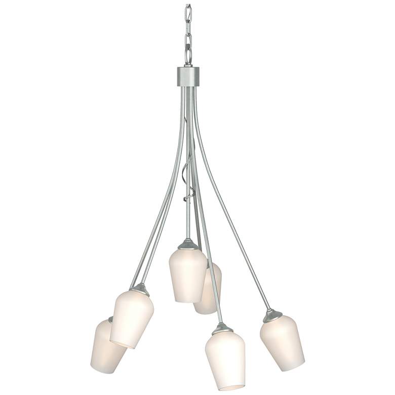 Image 1 Flora 23.1" Wide 6 Arm Vintage Platinum Chandelier With Opal Glass