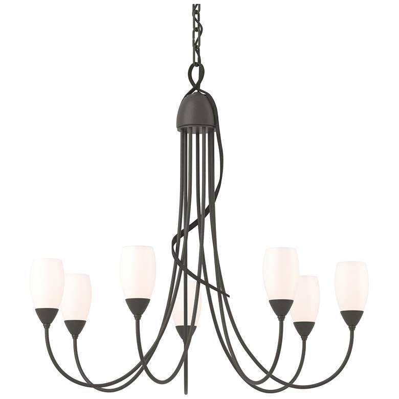 Image 1 Flora 24.9" Wide 7 Arm Dark Smoke Chandelier With Opal Glass