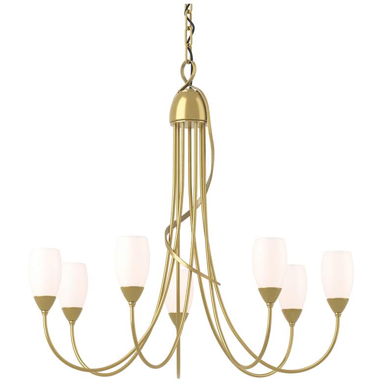 Image 1 Flora 24.9" Wide 7 Arm Modern Brass Chandelier With Opal Glass