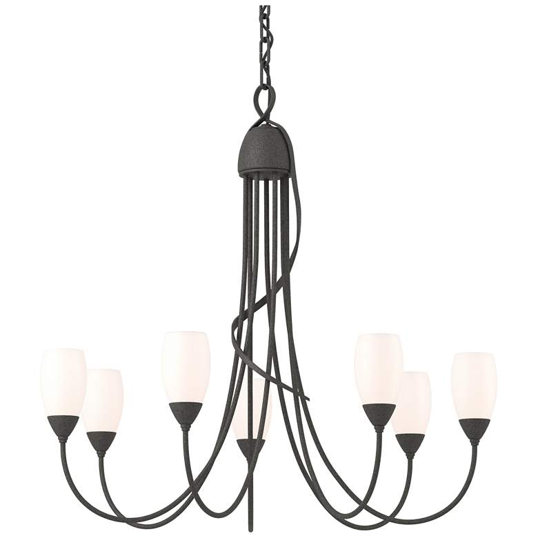 Image 1 Flora 24.9" Wide 7 Arm Natural Iron Chandelier With Opal Glass