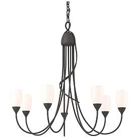 Image1 of Flora 24.9" Wide 7 Arm Natural Iron Chandelier With Opal Glass