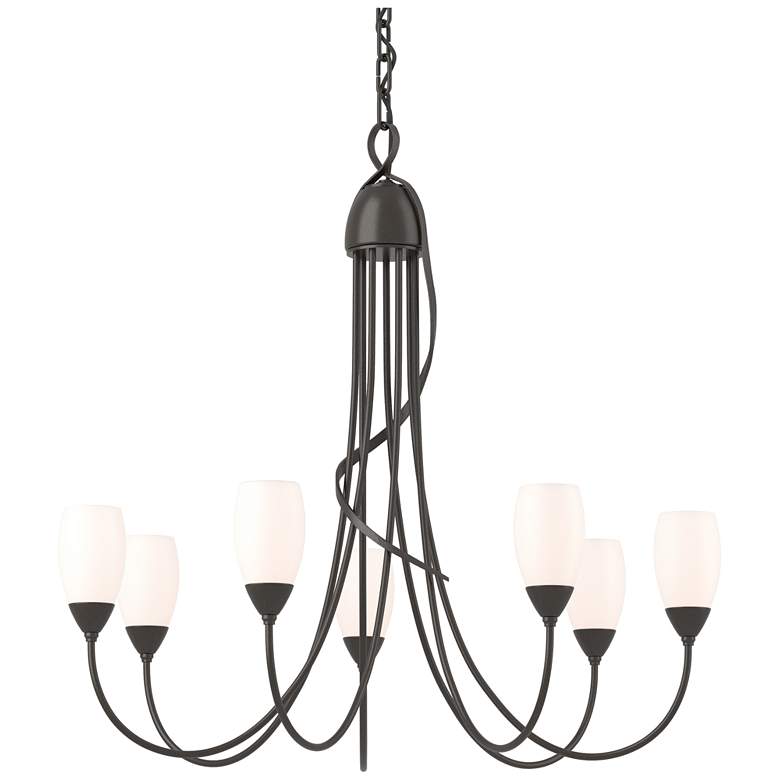 Image 1 Flora 24.9 inch Wide 7 Arm Oil Rubbed Bronze Chandelier With Opal Glass
