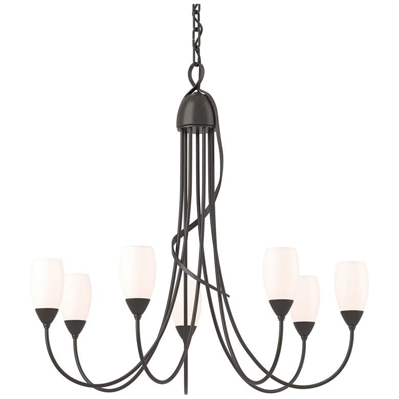 Image 1 Flora 24.9" Wide 7 Arm Oil Rubbed Bronze Chandelier With Opal Glass