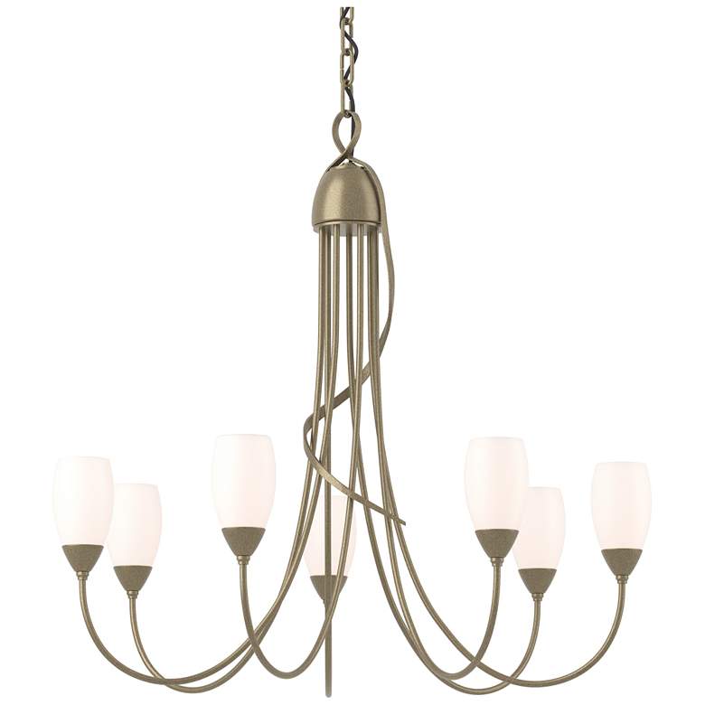 Image 1 Flora 24.9" Wide 7 Arm Soft Gold Chandelier With Opal Glass