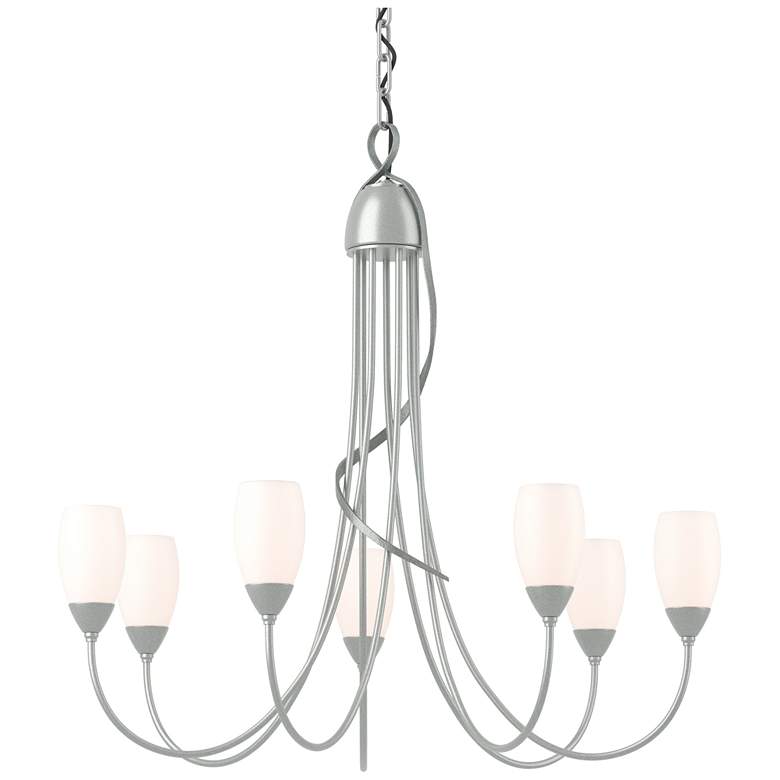 Image 1 Flora 24.9" Wide 7 Arm Vintage Platinum Chandelier With Opal Glass