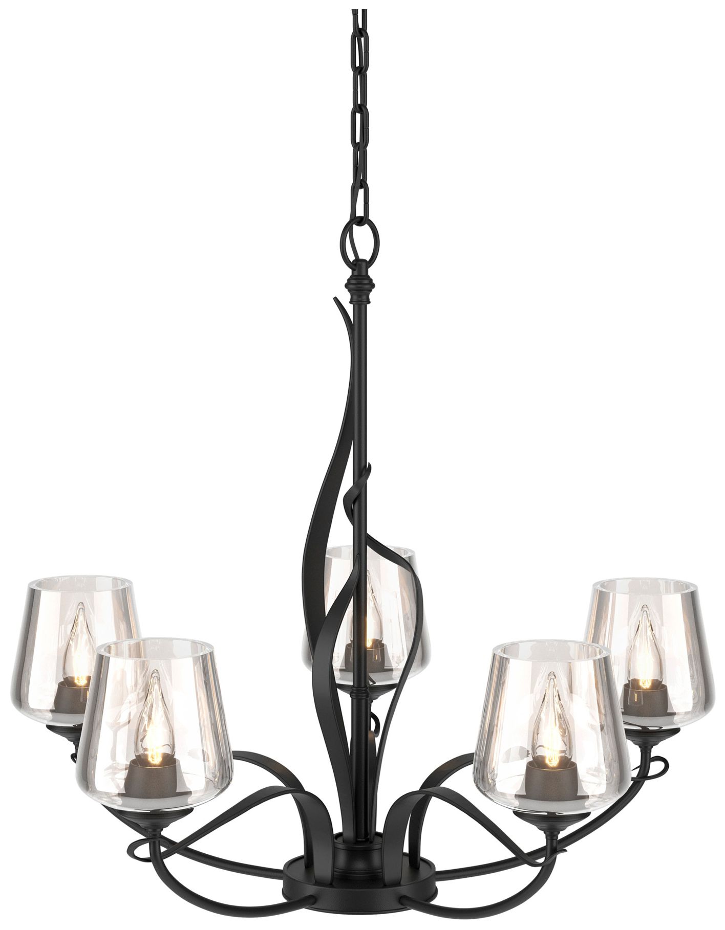 Flora 26 3/4" Wide Black and Clear Glass 5-Light Chandelier