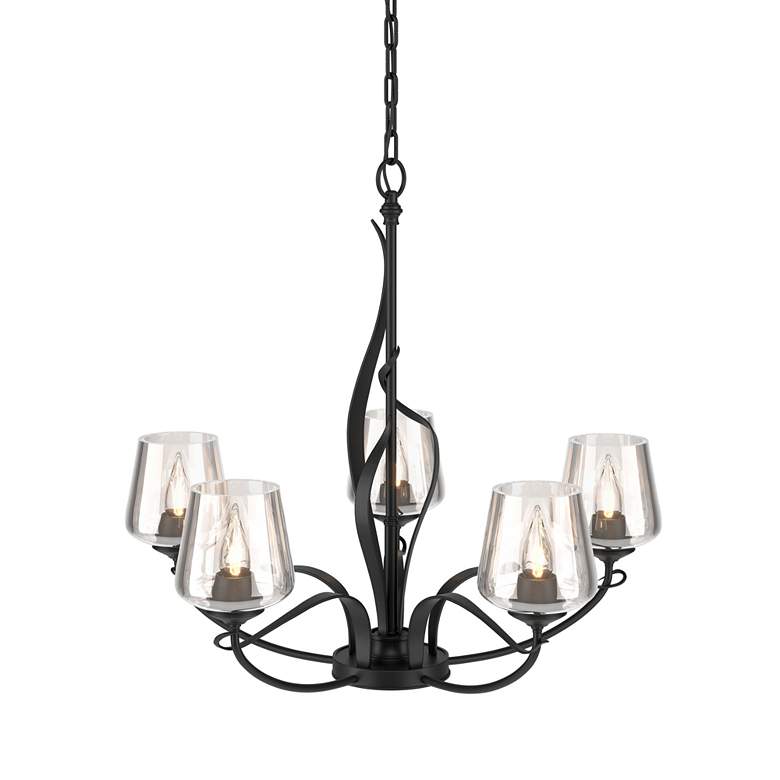 Image 2 Flora 26 3/4" Wide Black and Clear Glass 5-Light Chandelier more views