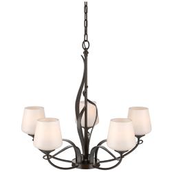 Flora 26 3/4" Wide Bronze and Opal Glass 5-Light Chandelier