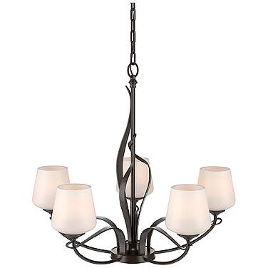 Flora 26 3/4" Wide Bronze and Opal Glass 5-Light Chandelier