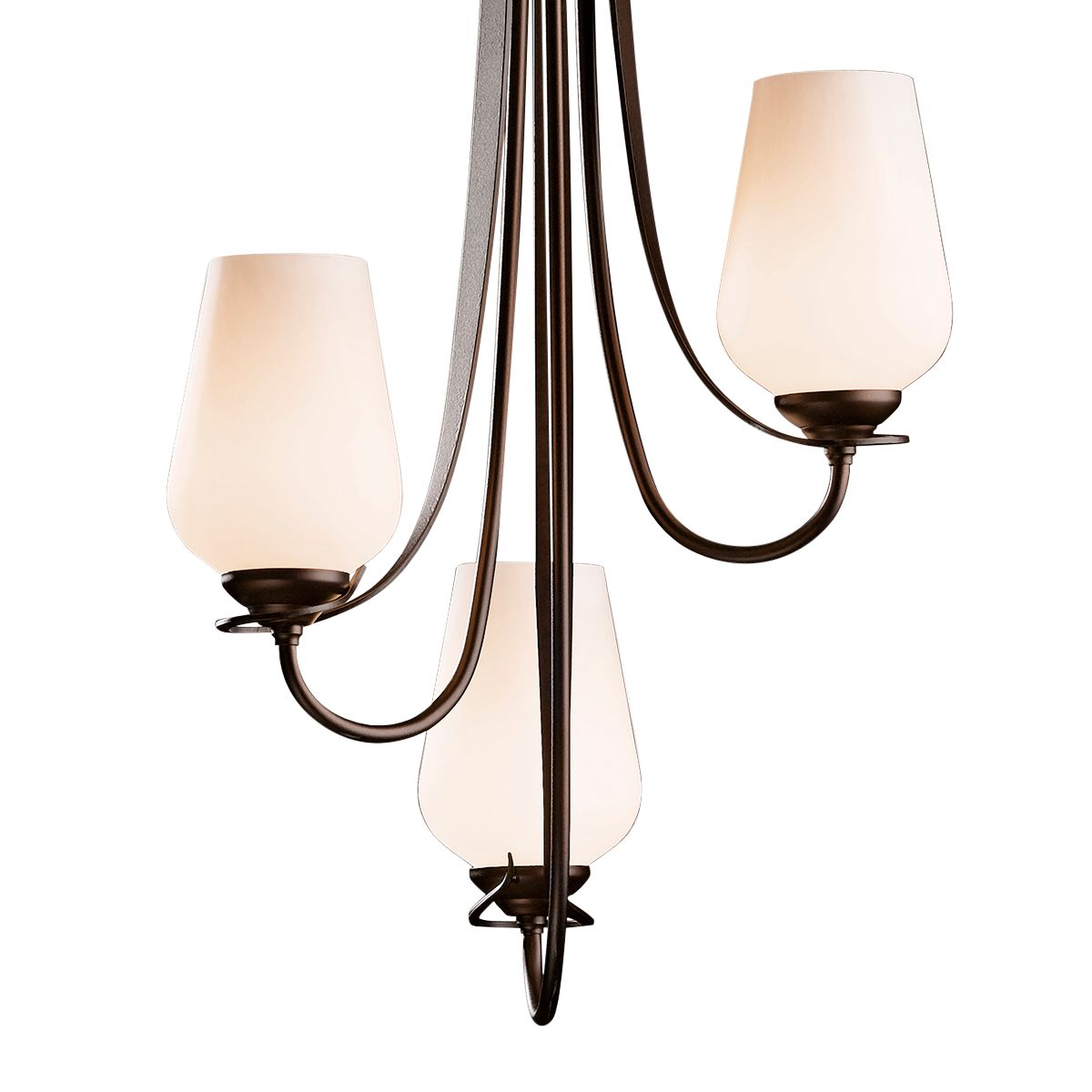 Image 2 Flora 3 Arm Chandelier - Bronze Finish - Opal Glass more views