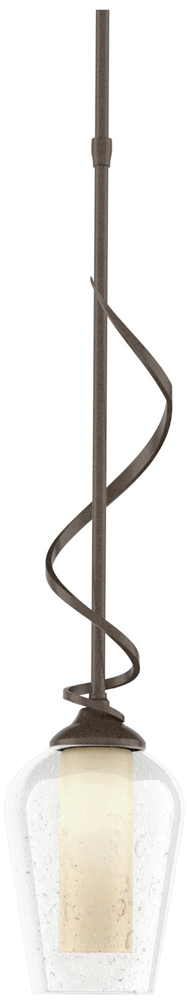 Flora 4" Wide Bronze Mini Pendant w/ Seeded Glass with Opal Diffuser