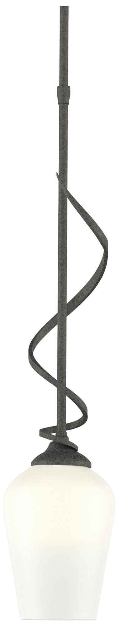 Flora 4" Wide Natural Iron Mini Pendant w/ Opal Glass