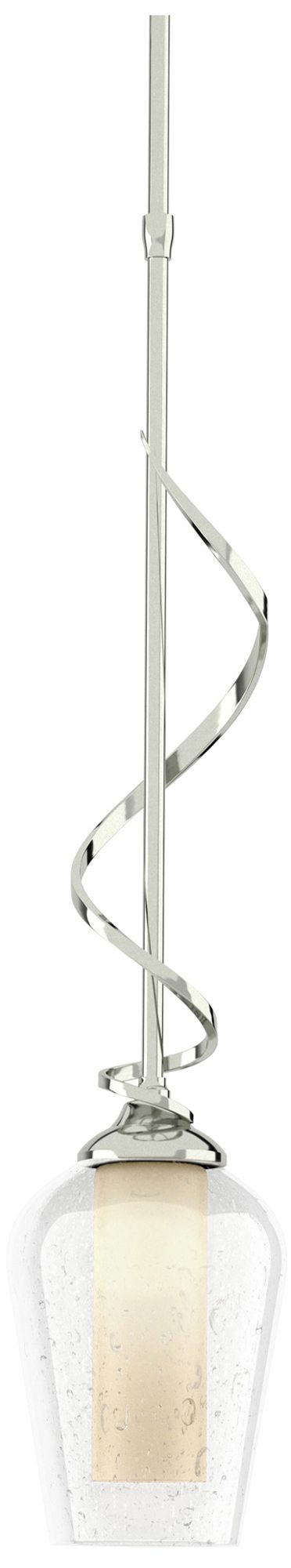 Flora 4" Wide Sterling Mini Pendant w/ Seeded Glass with Opal Diffuser