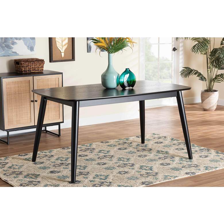 Image 1 Flora 59" Wide Black Rectangular Dining Table