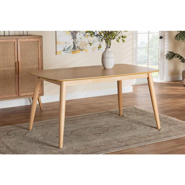 Image 1 Flora 59" Wide Natural Oak Rectangular Dining Table