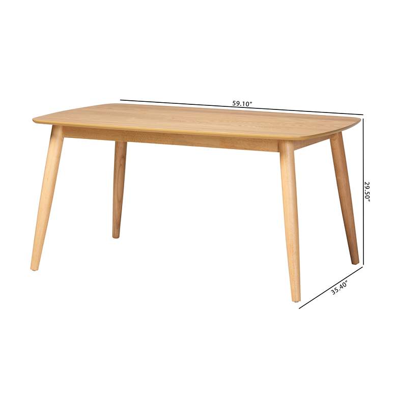 Image 7 Flora 59" Wide Natural Oak Rectangular Dining Table more views