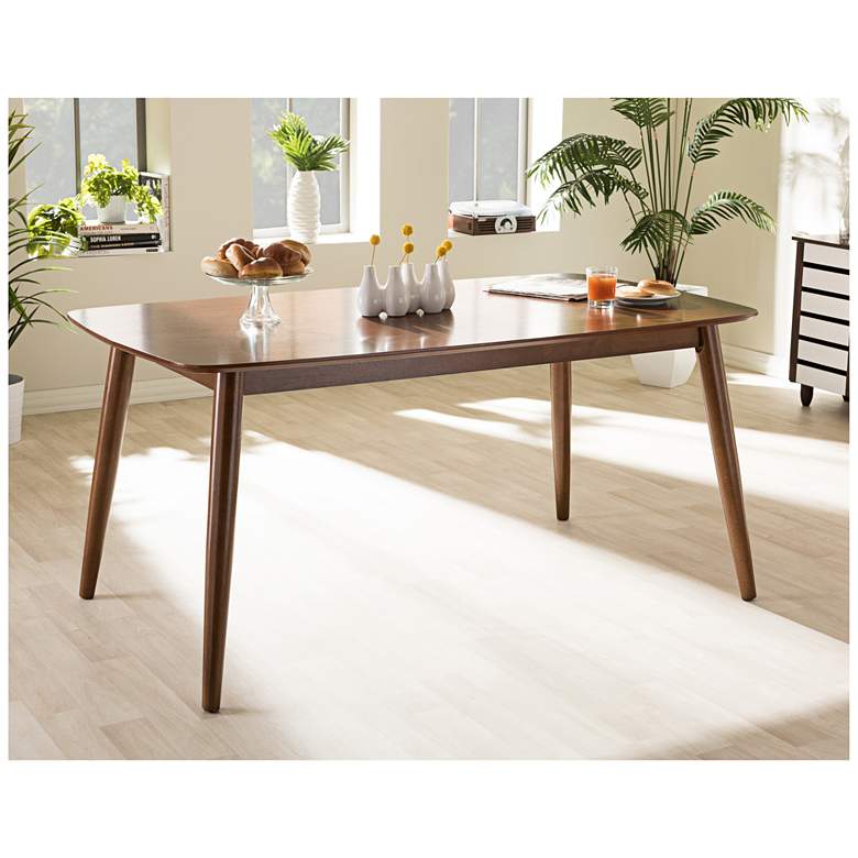 Image 1 Flora 62 1/2" Wide Oak Finish Modern Dining Table