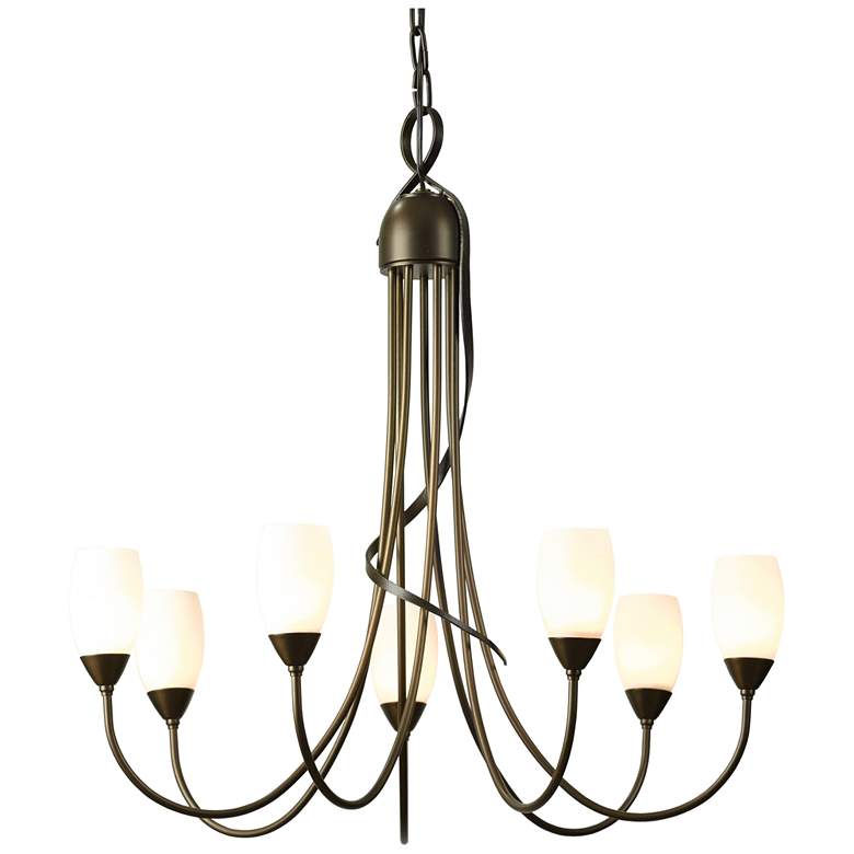 Image 1 Flora 7 Arm Chandelier - Bronze Finish - Opal Glass