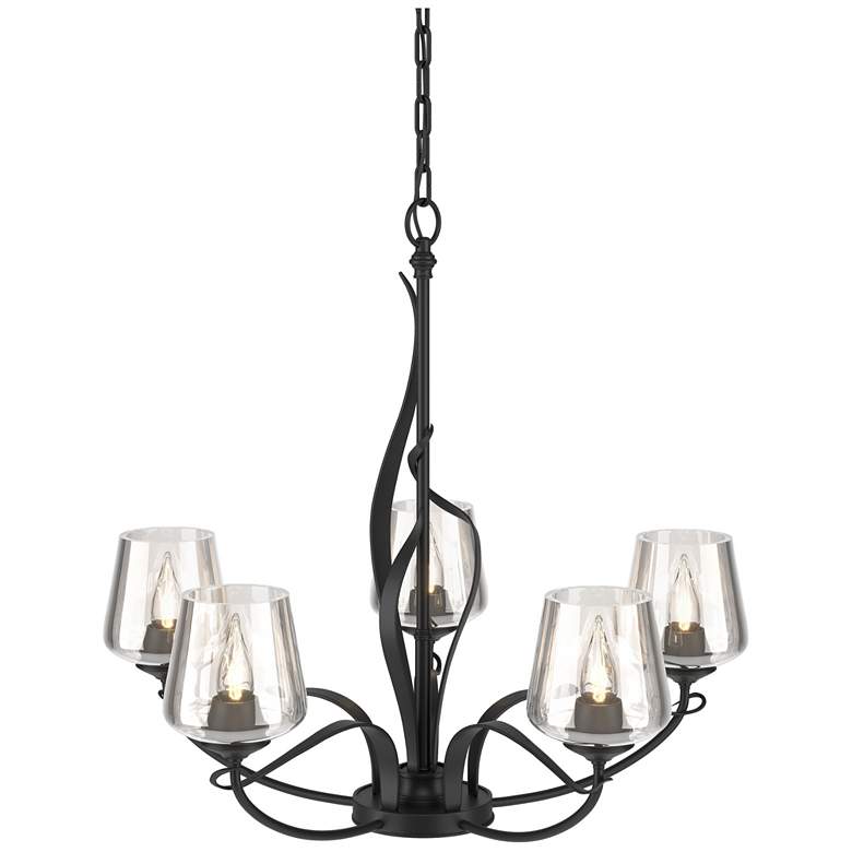 Image 1 Flora Black 5 Arm Chandelier With Clear Glass