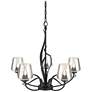 Flora Black 5 Arm Chandelier With Clear Glass