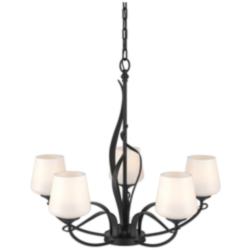 Flora Black 5 Arm Chandelier With Opal Glass