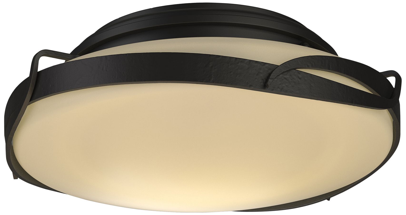 Flora Black Flush Mount With Opal Glass