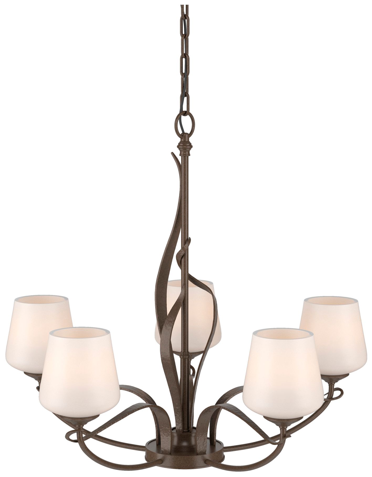 Flora Bronze 5 Arm Chandelier With Opal Glass - Made to Order