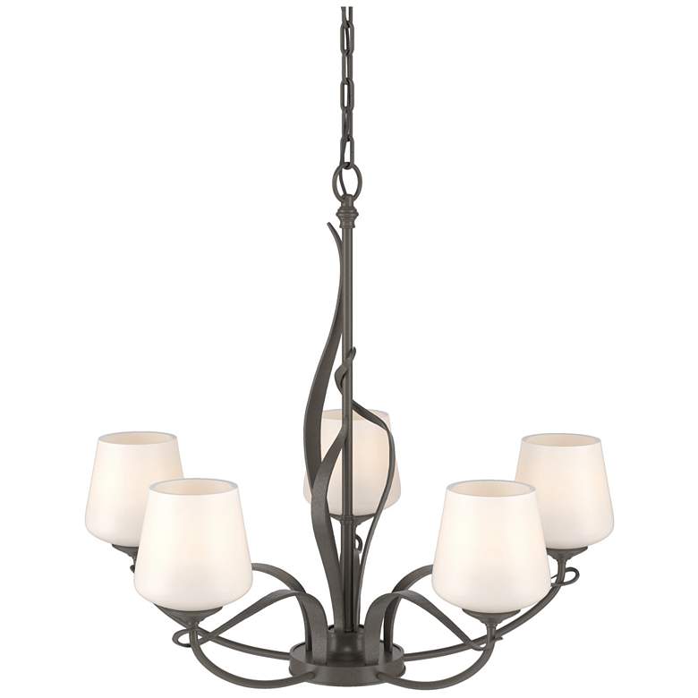Image 1 Flora Dark Smoke 26 3/4" Wide 5-Light Chandelier With Opal Glass