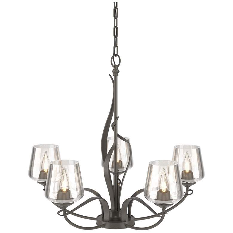 Image 1 Flora Dark Smoke 5 Arm Chandelier With Clear Glass