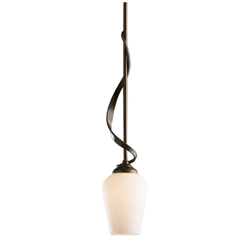 Image 1 Flora Down Light Mini Pendant - Bronze Finish - Opal Glass