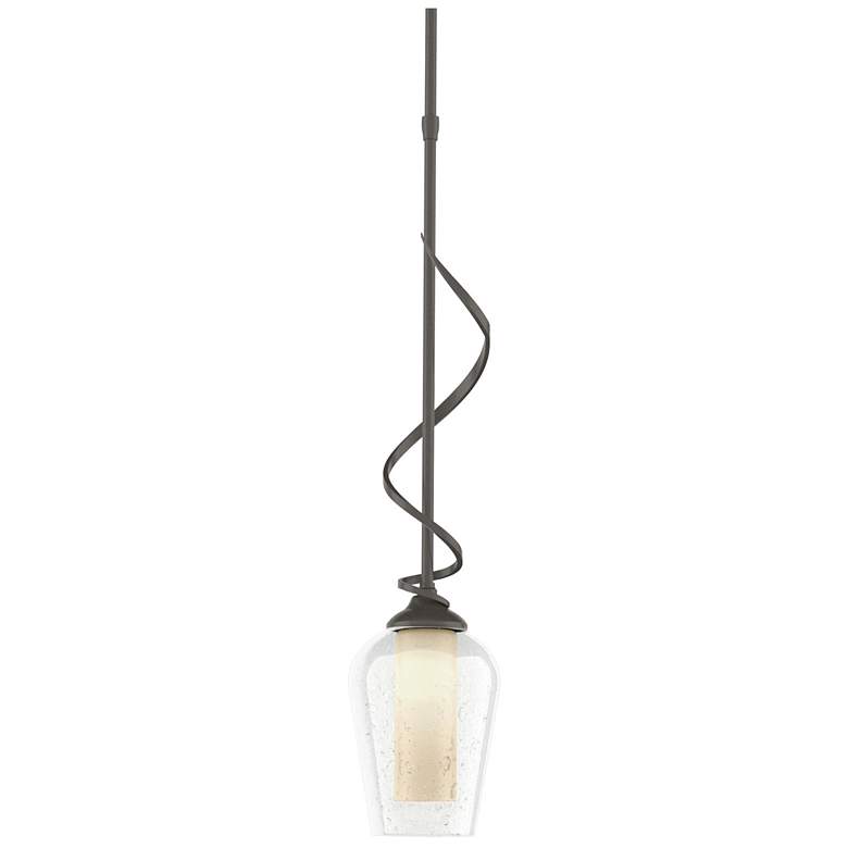 Image 1 Flora Down Light Mini Pendant - Dark Smoke Finish - Opal and Seeded Glass