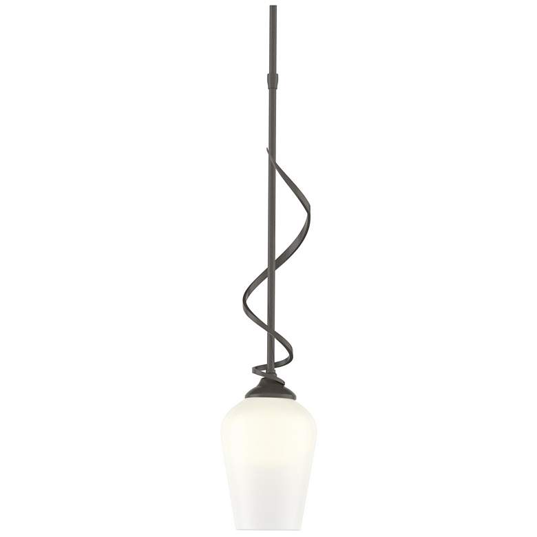 Image 1 Flora Down Light Mini Pendant - Dark Smoke Finish - Opal Glass