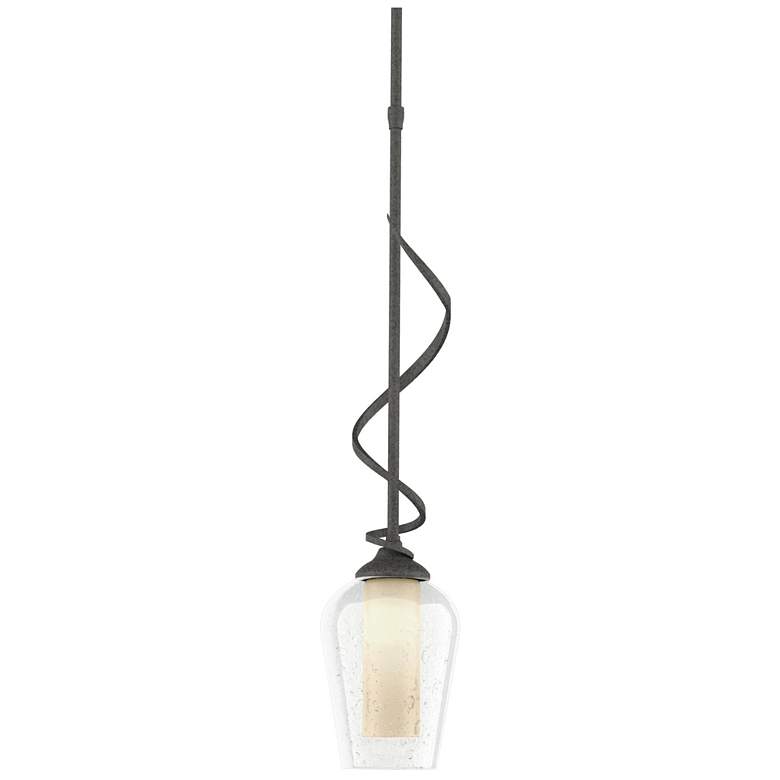 Image 1 Flora Down Light Mini Pendant - Natural Iron Finish - Opal and Seeded Glass