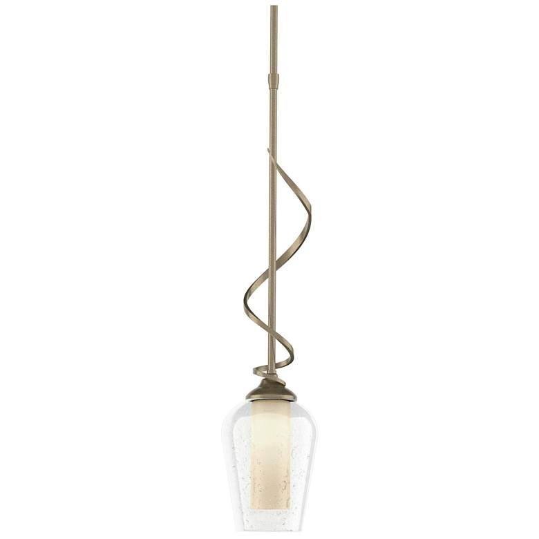 Image 1 Flora Down Light Mini Pendant - Soft Gold Finish - Opal and Seeded Glass