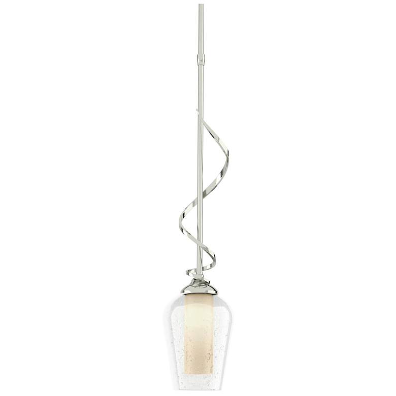 Image 1 Flora Down Light Mini Pendant - Sterling Finish - Opal and Seeded Glass