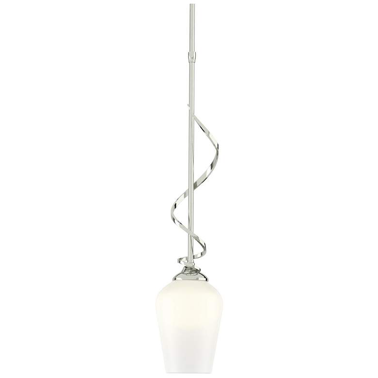 Image 1 Flora Down Light Mini Pendant - Sterling Finish - Opal Glass