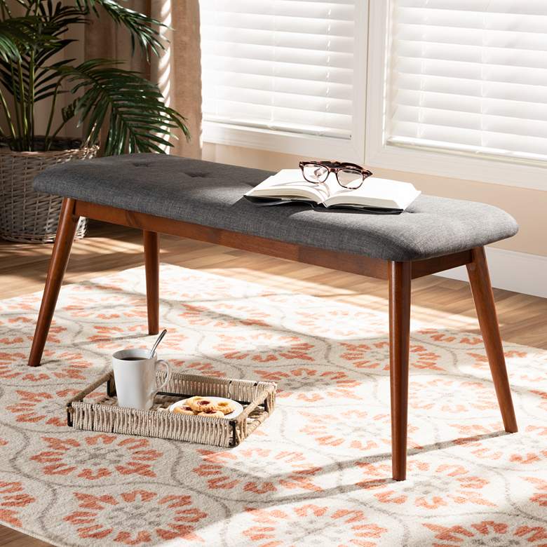 Image 1 Flora II 41 1/4" Wide Dark Gray and Oak Dining Bench