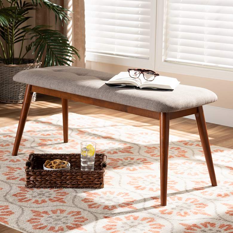 Image 1 Flora II 41 1/4" Wide Light Gray and Oak Dining Bench