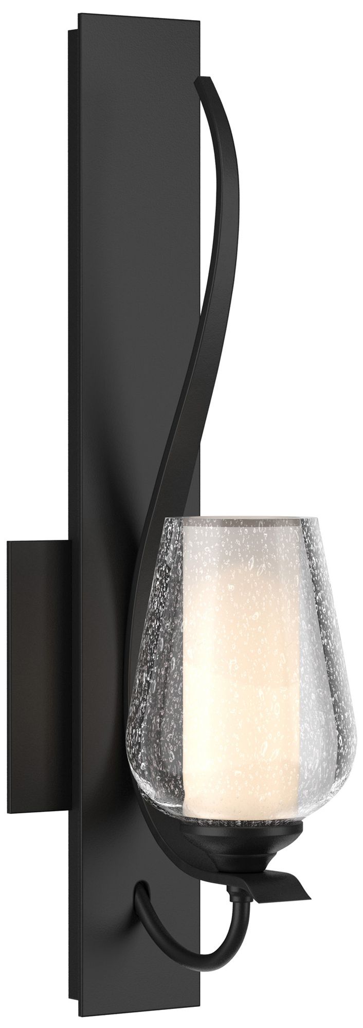 Flora Low Sconce - Black - Opal and Seeded Glass - Made to Order