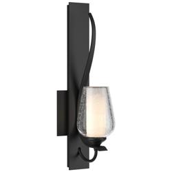 Flora Low Sconce - Black - Opal and Seeded Glass