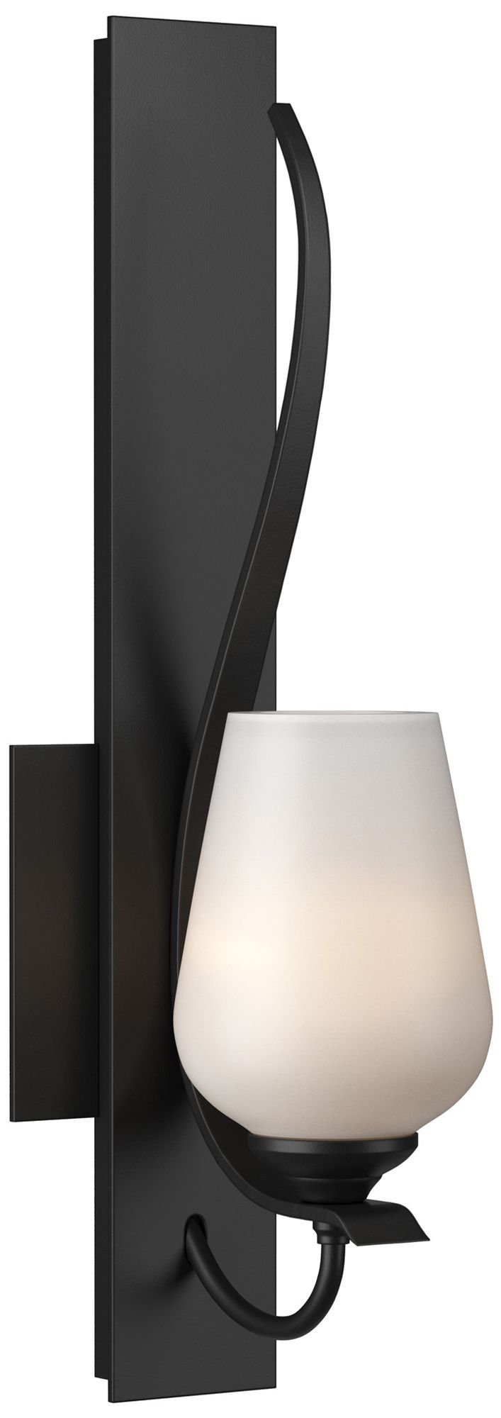 Flora Low Sconce - Black - Opal Glass