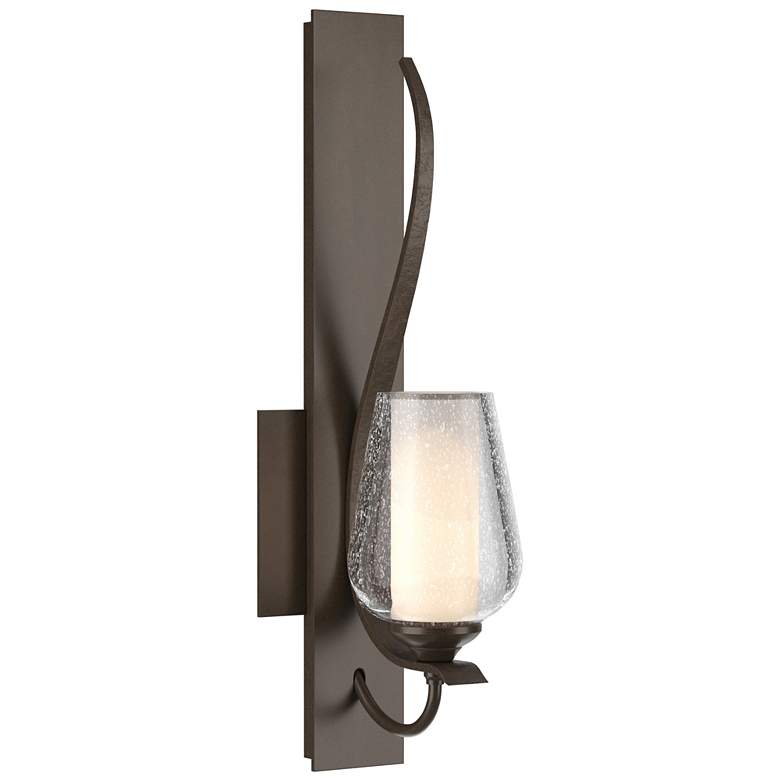 Image 1 Flora Low Sconce - Bronze - Opal and Seeded Glass