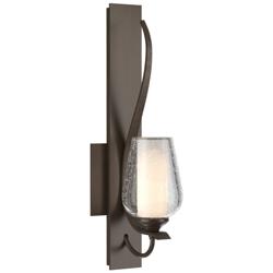 Flora Low Sconce - Bronze - Opal and Seeded Glass