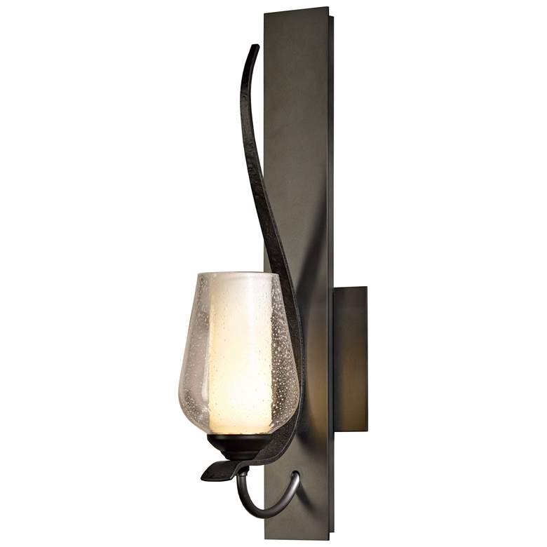 Image 1 Flora Low Sconce - Dark Smoke Finish - Opal and Seeded Glass