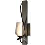 Flora Low Sconce - Dark Smoke Finish - Opal and Seeded Glass