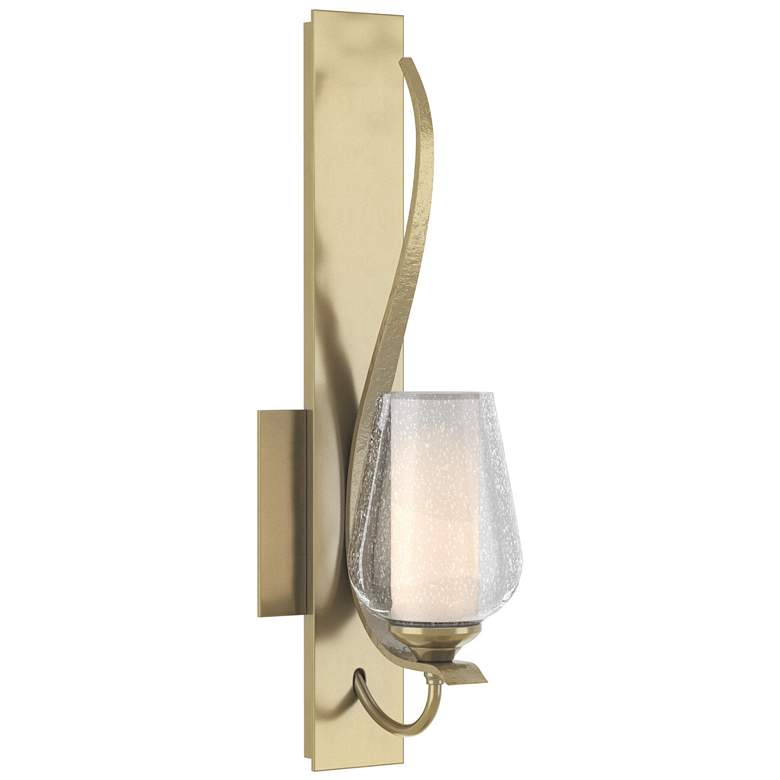 Image 1 Flora Low Sconce - Modern Brass - Opal and Seeded Glass
